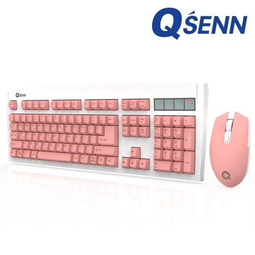 QSENN MK350 무선 키보드 마우스 세트 핑크