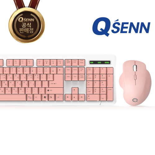 QSENN MK280 무선 키보드 마우스 세트 핑크